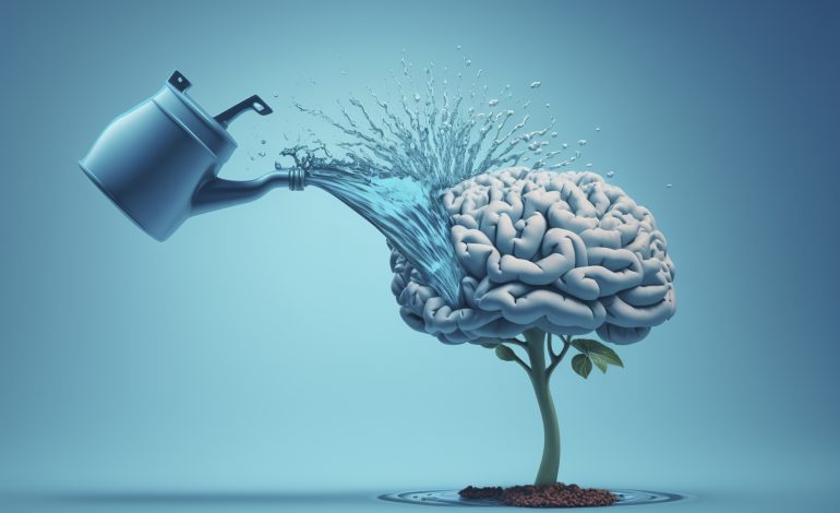 cervello che viene annaffiato come se fosse una pianta