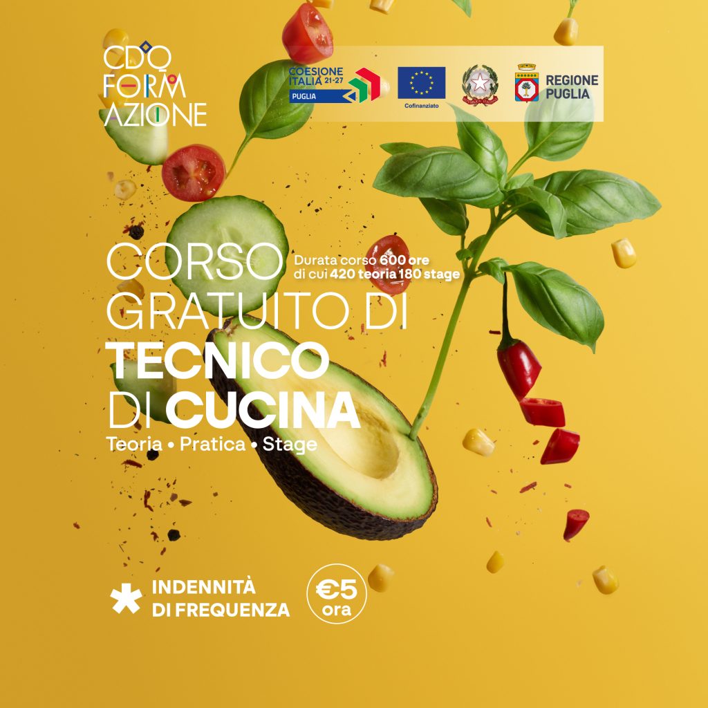 Diventa Tecnico di Cucina: al via il corso gratuito e retribuito a Canosa di Puglia