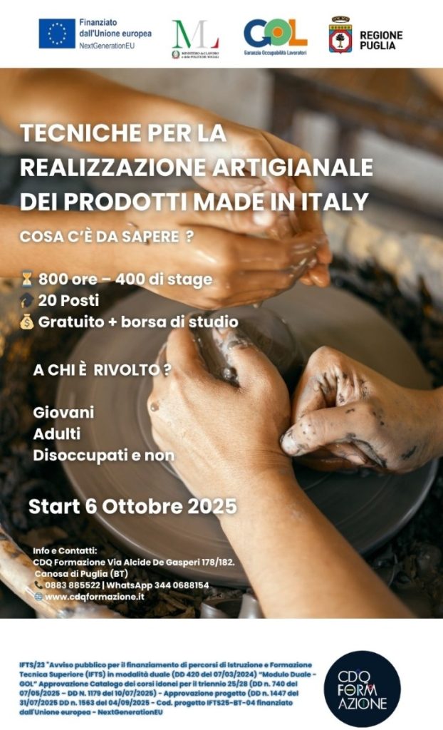 Ifts- Tecniche per la realizzazione artigianale dei prodotti del Made in Italy